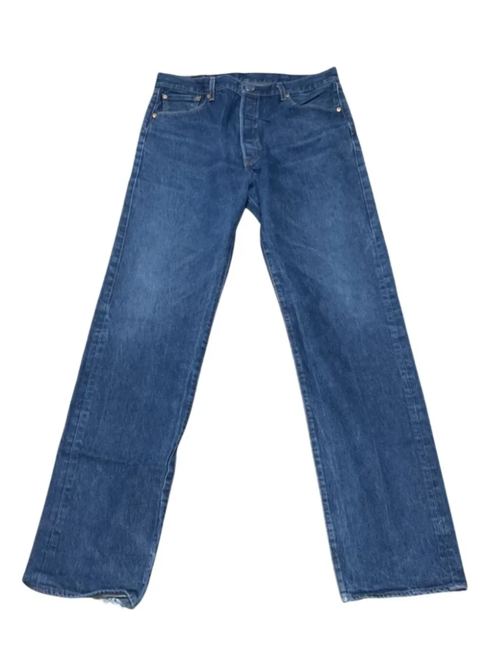 Levi's 501 Button Fly Straight Leg Jeans W38 L40 Medium Wash Denim Mens